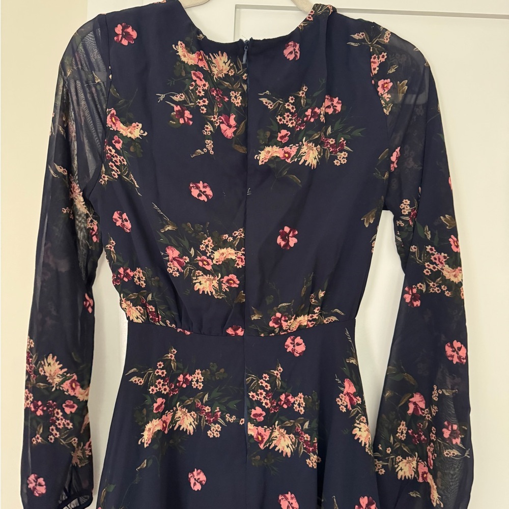 Lulu's Navy Floral Long Sleeve Dress - Picture 1 of 8